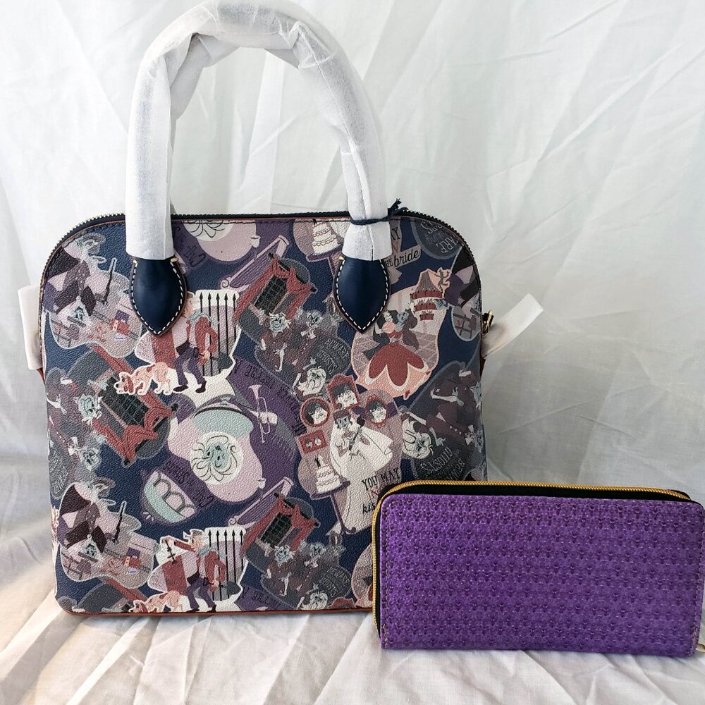 Disney Dooney Bourke Haunted Mansion Satchel & HM Themed Wallet - Picture 2 of 7